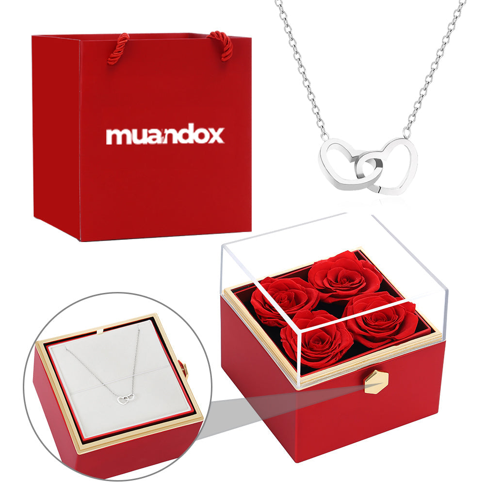 Eternal Rose Box - W/ Engraved Necklace & Real Rose